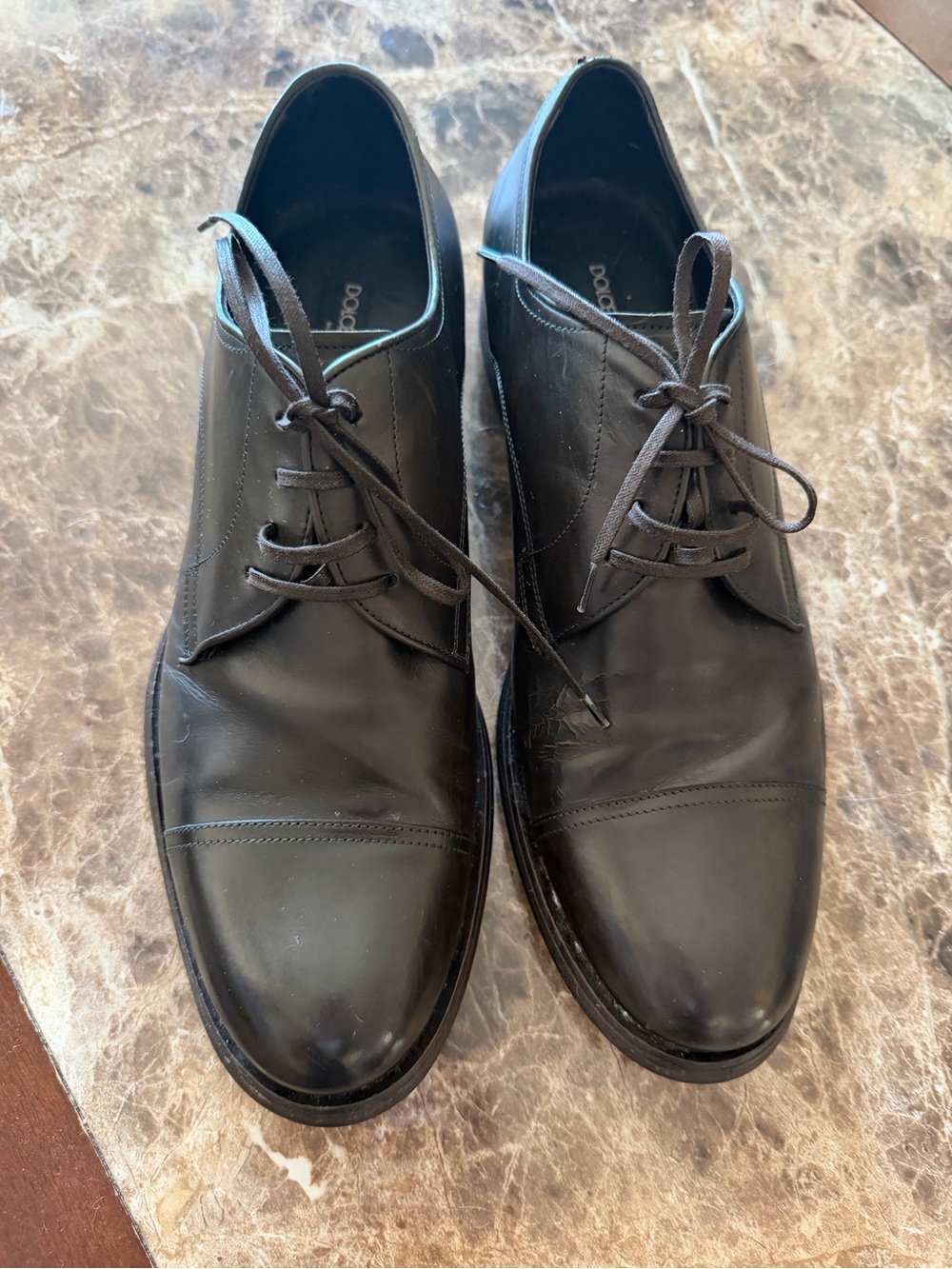 Dolce & Gabbana Black Leather Lace-Up Derby Shoes